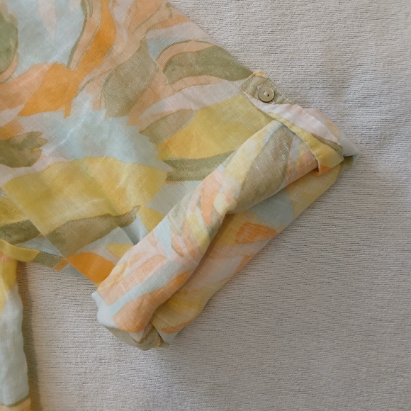 Rachel Zoe Size 3X Linen Button Up Lightweight Print Blouse - Picture 5 of 9